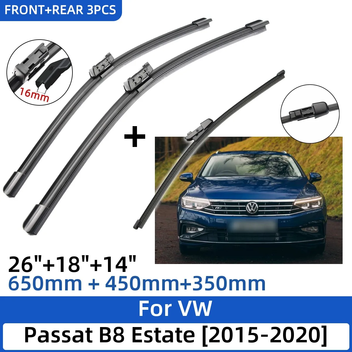 3PCS Für VW Passat B8 Immobilien 2015-2020 26 + 18 + 14