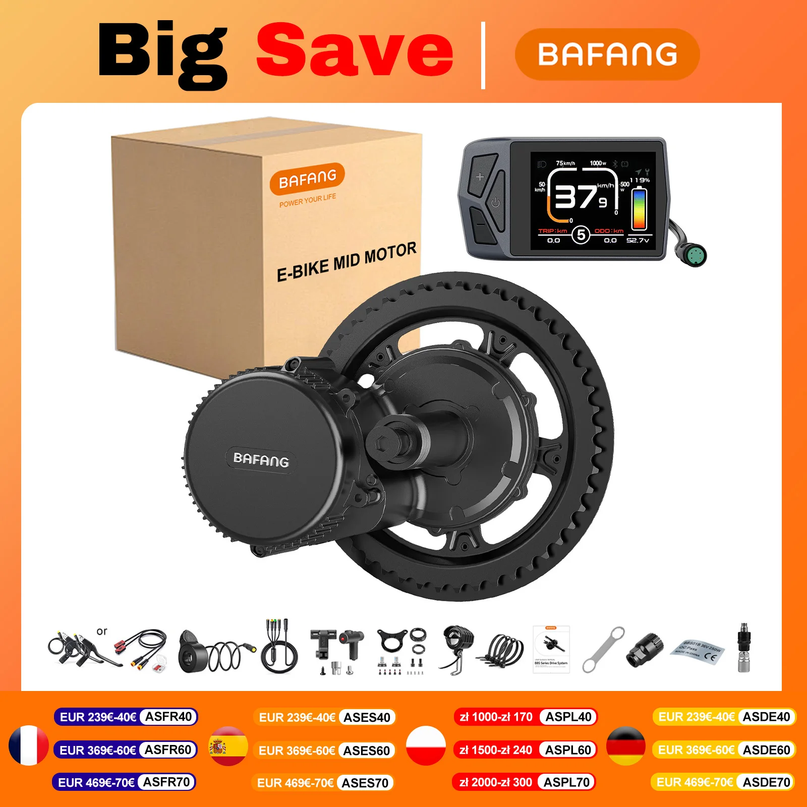 JNJOOD Kit De Conversion Pour Vélo électrique BBS01 BBS02 24 V/36 V/48