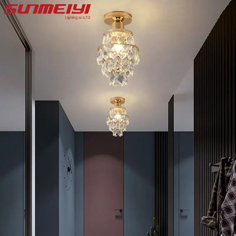 Nordic Aisle Lights LED Corridor Entrance Balcony Simple Modern Cloakroom Entrance Light Luxury Crystal Small Ceiling Lamps