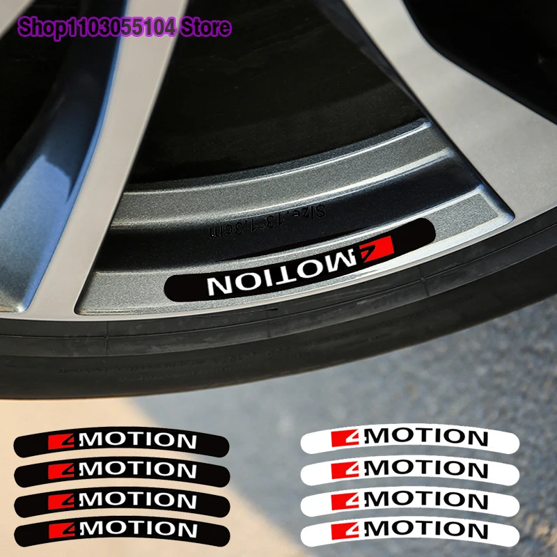 4Pcs 4Motion Car Rim Wheel Sticker Per Volkswagen R Gti Golf Polo R32 Tuan Mk1-8 Passat Visita T5 Ecc.