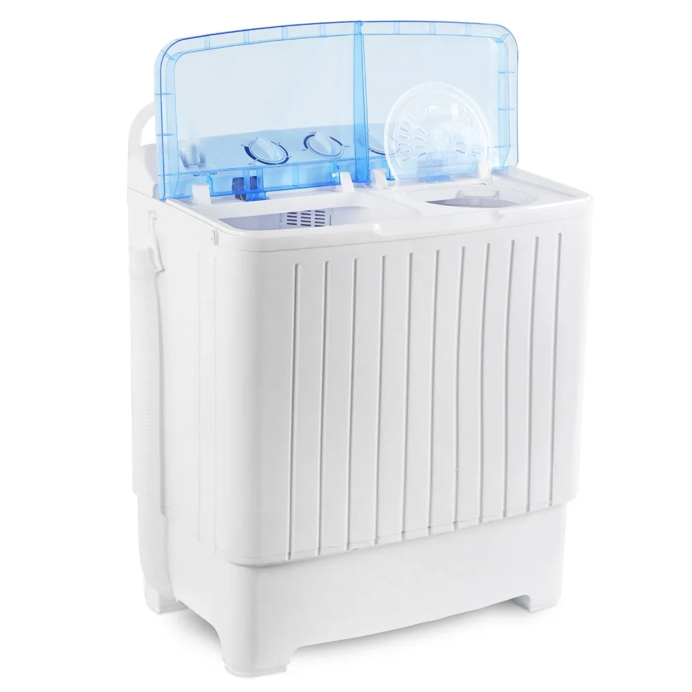 Mini Compact Double Bath Portable Washing Machine 17.6 Pounds Washing Machine with Wash and Swivel