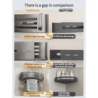 ชั้นวางของในห้องน้ำอะลูมิเนียมแบบไม่ต้องเจาะ ชั้นวางแชมพู ชั้นวางเครื่องสำอาง ที่เก็บของในครัว อุปกรณ์จัดระเบียบติดผนัง อุปกรณ์ในห้องน้ำ 5