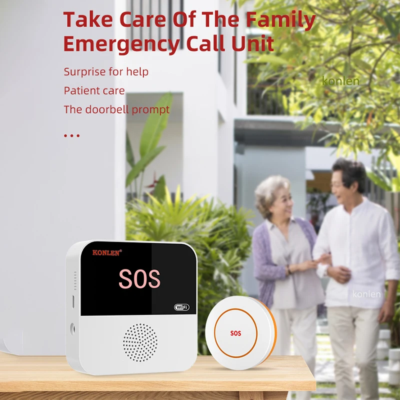 WIFI Elderly Caregiver Pager SOS Call Button Wireless Emergency Tuya Smart Panic Medical Alert for Seniors Patients Old Helping Medical Alert Button Emergency Alarm Button