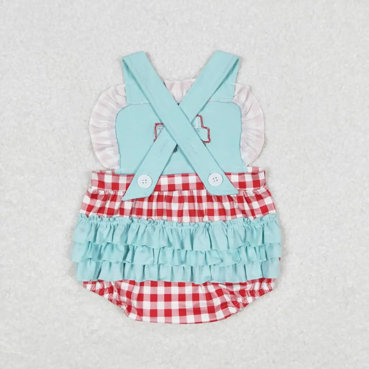 Wholesale Baby Girl Embroidery July 4th Bubble Romper Newborn Toddler Sleeveless Flag White Cotton Kids Children Overall Clothes 5