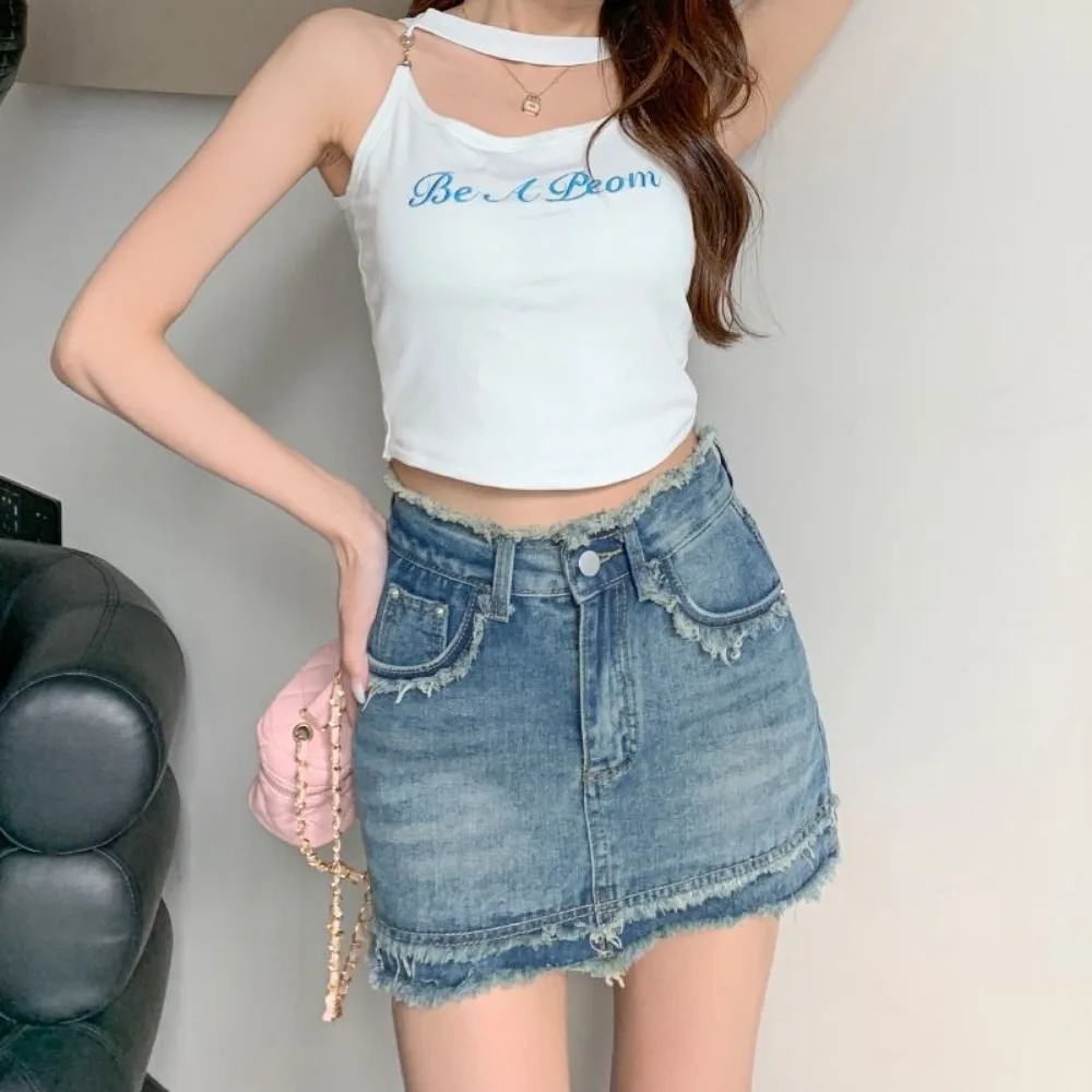 Invisible Open Crotch Outdoor Sex Trend Women's Denim Shorts Fashion Jeans Skirt Pants Summer High Waist Erotic Woman Clothing