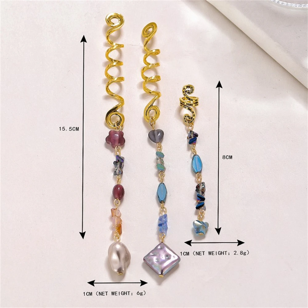3Pcs/Set Blue Eyes Butterfly Pendants Hairpins Antique Gold Snake Hair Ring Clip for Braids Bohe Ethnic Head Jewelry Accessories