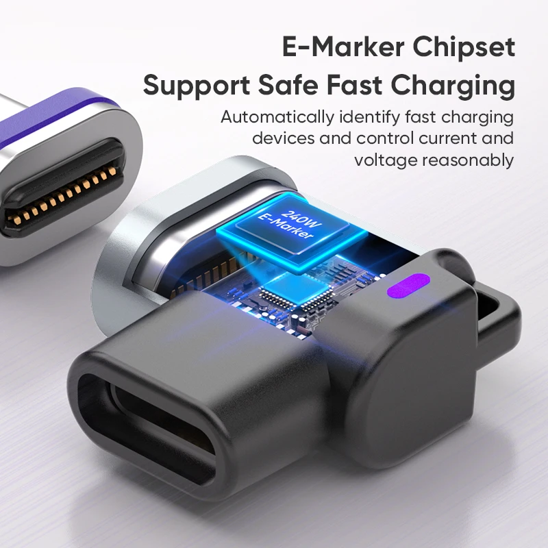 USB4.0 240W 타입-C 여성용 마그네틱 어댑터 컨버터 24핀 USB-C to USB-C 40Gbps 고속 충전 8K60Hz USB OTG 어댑터 썬더볼트4