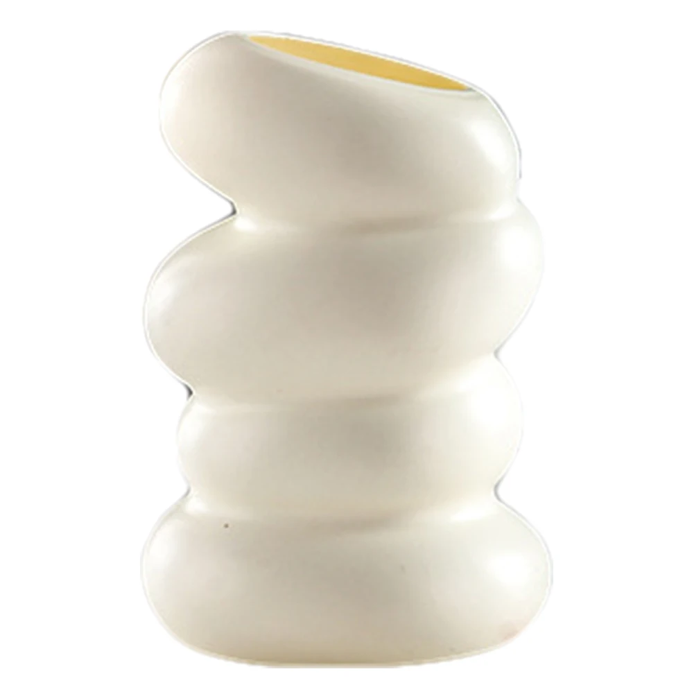 Nordic Spiral Flower Pot Plastic Spiral Vase Aesthetic Simple Desktop Vase Wavy Lines Minimalist for Desktop Office Ornament 2