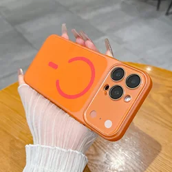 Luxury Nano Glass Magnetic Phone Case with Lens Protection and Wireless Charging Capability - iPhone 18 Pro Max (Orange)