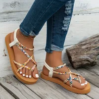 Sandales de plage légères et tendance pour femmes, grande taille, nouvelle collection été, bout rond, confortables, style décontracté, sandales à bouche de poisson 4