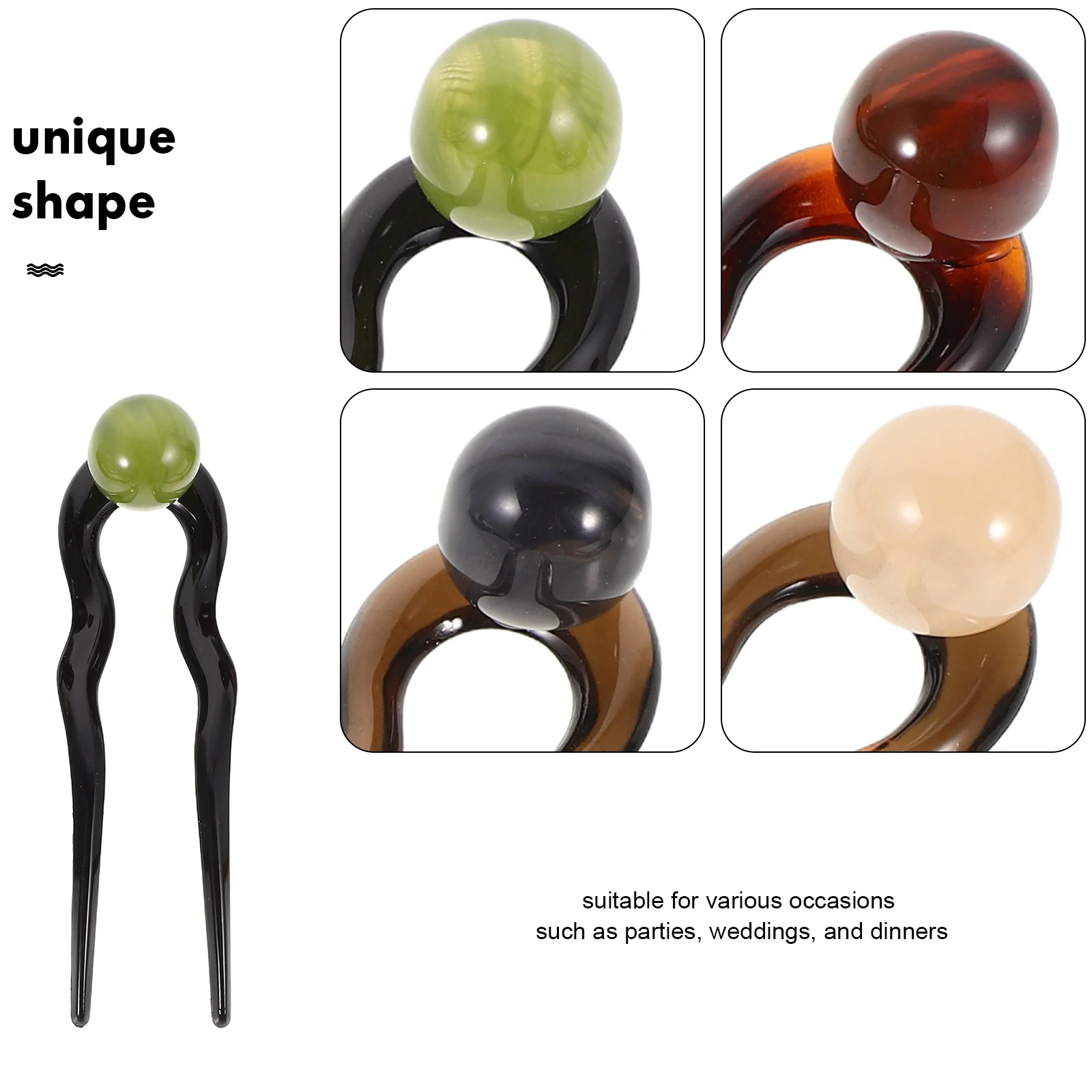 4 Pcs Hairpin Fashion Elegant Stick Children's Hairpins Accessories for Girls DIY Chignon Bun Summer U-shaped Accessory