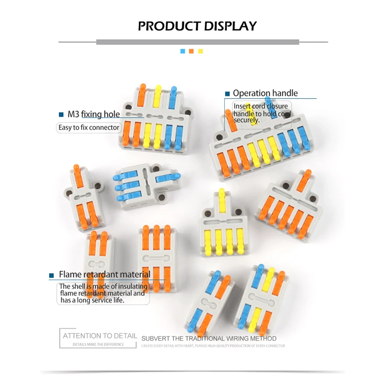 Mini Quick Draad Dirigent Connector Universele Compact 2/3 Pin Splicing Push-Interminal Blok 1 In Meerdere Out Met Bevestiging gat