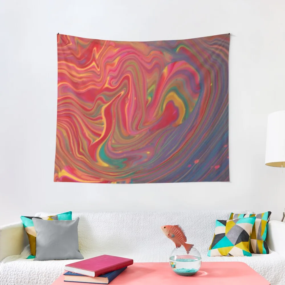 

Fluid Nature - Rainbow Reds - Abstract Acrylic Pour Art Tapestry Bedroom Decoration Home And Comfort Decor Wall Deco Tapestry