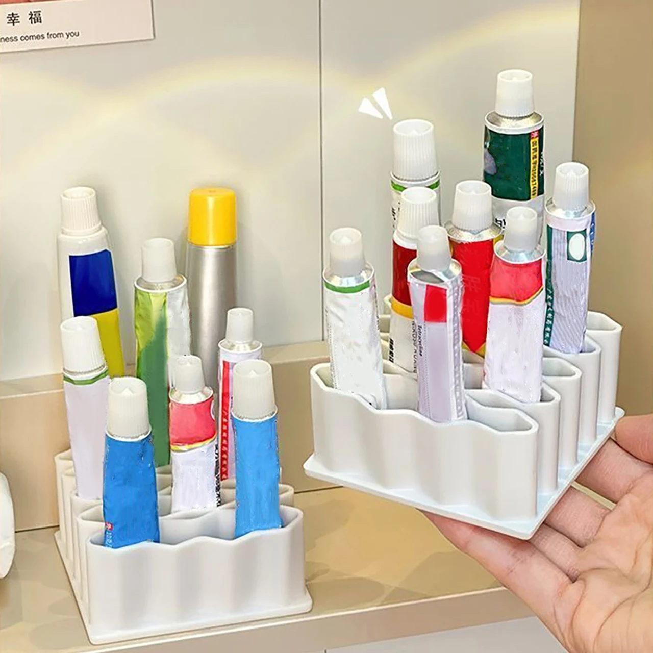 Silicone Medicine Ointment Storage Rack Desktop Tube Cosmetic Classification Holder Box Soft Organizer Case