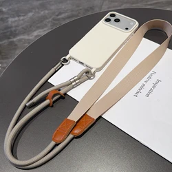Versatile Crossbody Lanyard Strap with Shockproof Silicone Phone Case - iPhone 15 Plus (WHITE)