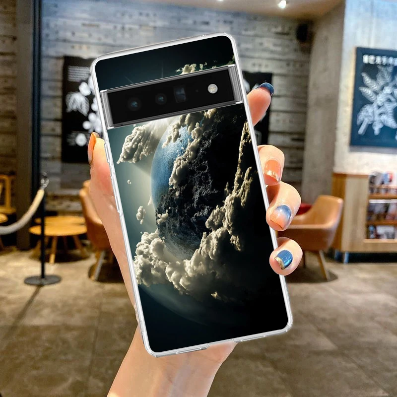 Earth Stars Space Design Soft Silicone Clear TPU Phone Case