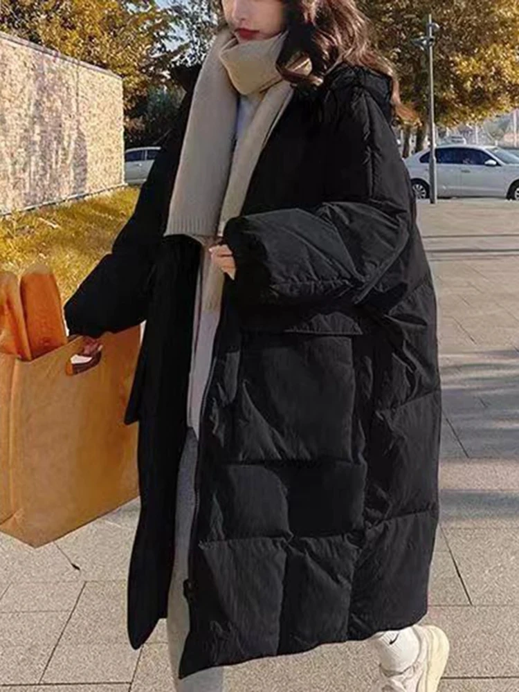 Parkas Winter Coat Women Fall 2024 New Korean Fashion Oversized Jacket with Hooded Loose Coats Elegant Ladies Zipper Outerwear