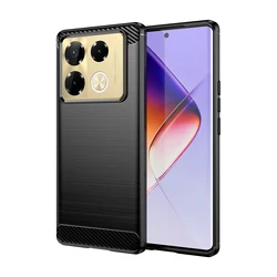 Shockproof Carbon Case - Full Protection Silicone TPU Cover for Infinix Note 40 Pro (Black)