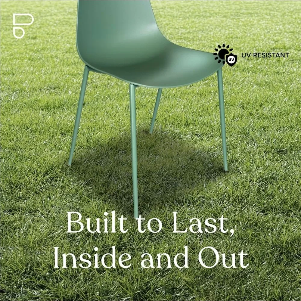 Caf&eacute; Chairs Set of 4-Plastic Dining Chair with Metal Legs-Quick Assembly Simple Cafe Chairs Plastic for Indoor or Outdoor