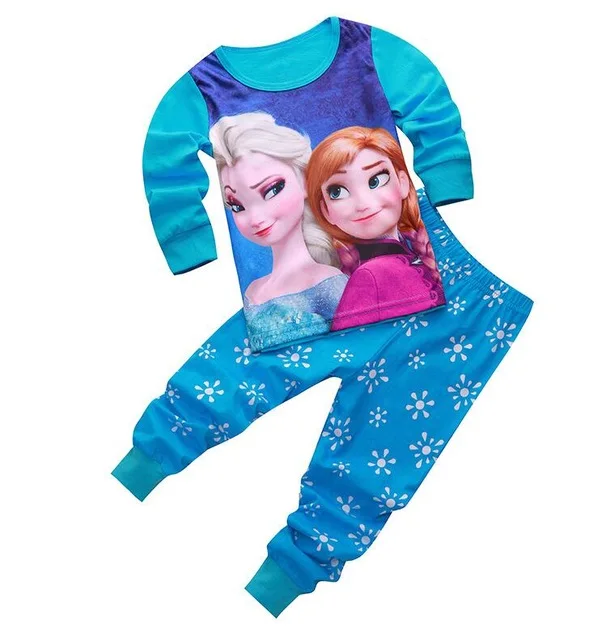 2pcs/set Frozen Anna Elsa Princess Series Pajamas Sets Baby Girls Boys Clothes Pijamas Cartoon Long Sleeve Tshirt+Pants nightgowns and robes	