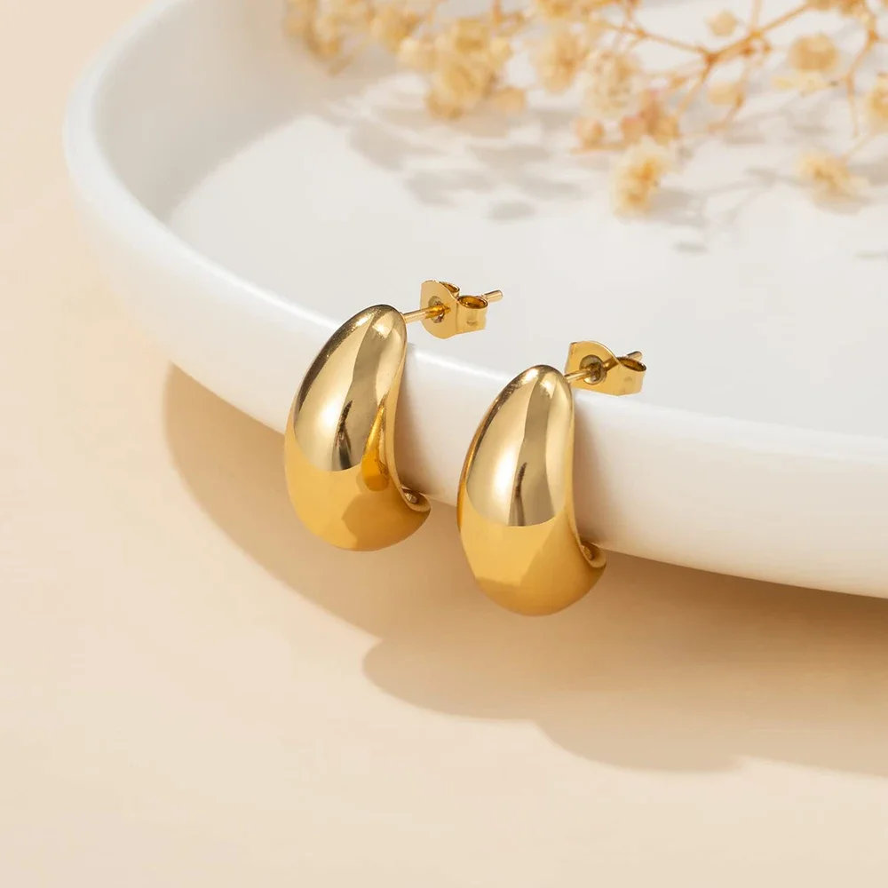Orecchini pendenti grossi per le donne orecchini a goccia leggeri placcati in oro lucido Waterdrop Hollow Hoops regali di gioielli di moda  36