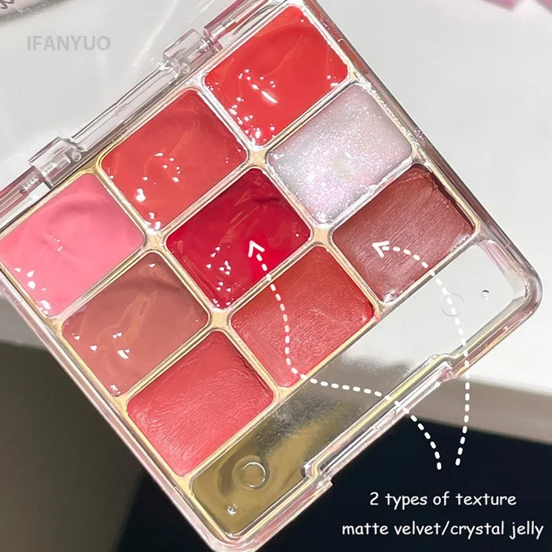 Lip Jelly Palette Lip Cheeks Dual Use DIY Gloss Mirror Glass Lips Plump Blush Eye Shadow Plate
