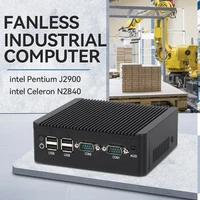 Fanless Industrial Mini PC Pentium J2900 4x Serial Ports RS232 RS485 2x Gigabit Ethernet Mini PCIe WiFi 4G LTE SIM Windows Linux 2