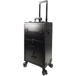 Makeup Storage Box Beauty Artist Suit Luxury Aluminum Rolling Wheel Barber Toolbox Vintage Manicure Embroidery Trolley