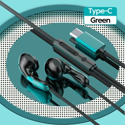 USB Type C Wired Earphones with 3.5mm Jack - High - Quality Sound Earbuds (TypeC - Green)