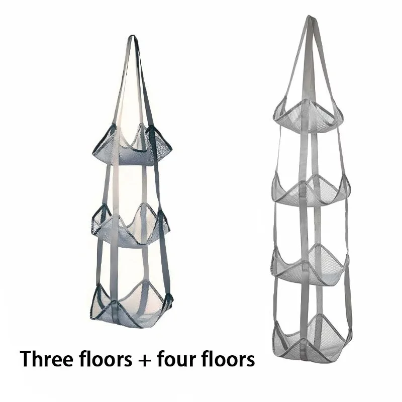 Collapsible Multi-Layer Sports Ball Organizer, Home Ball Storage Solution, Over-the-Door Hanging Basket