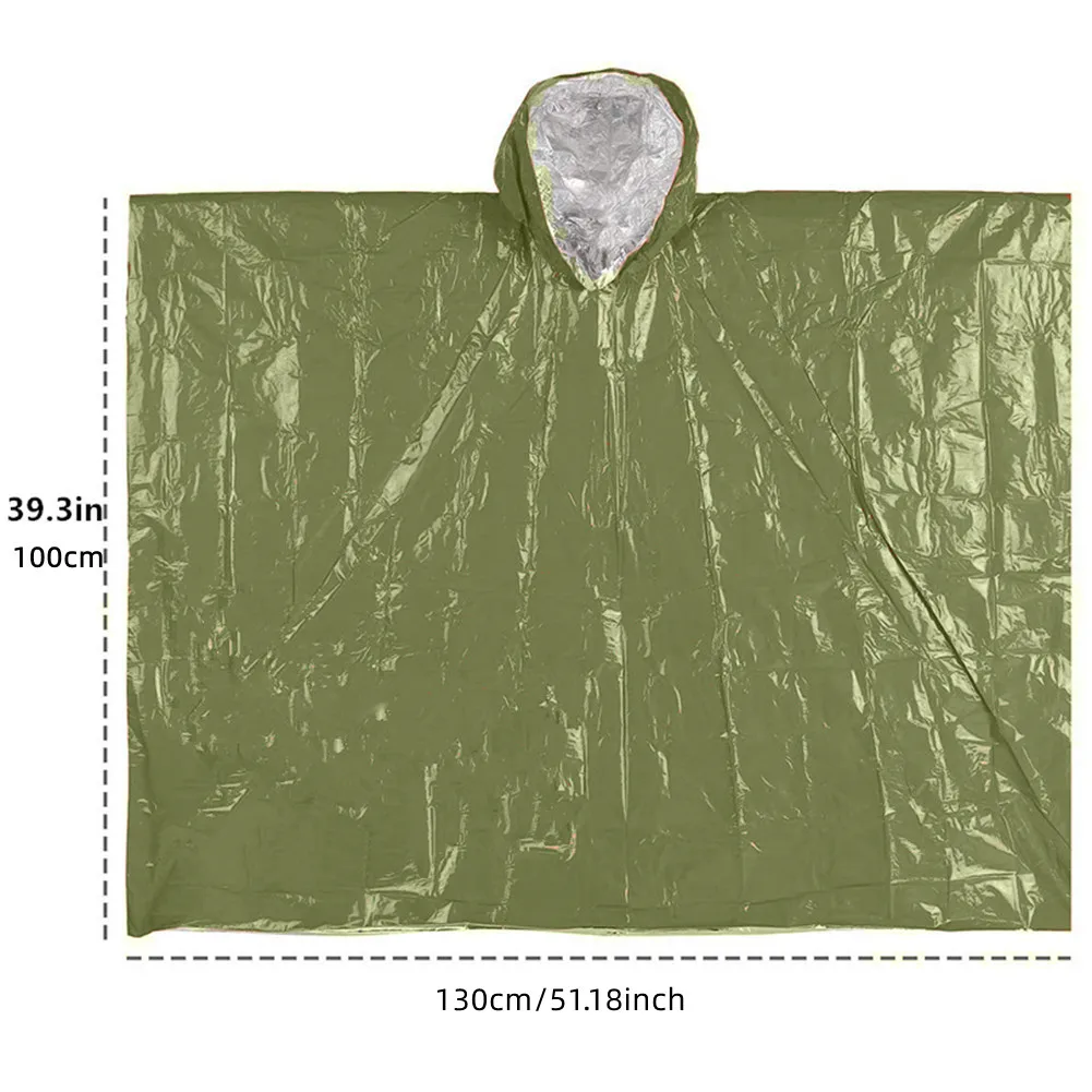 Emergency Survival Rain Poncho Thermal Survival Space Blanket For Camping Hiking