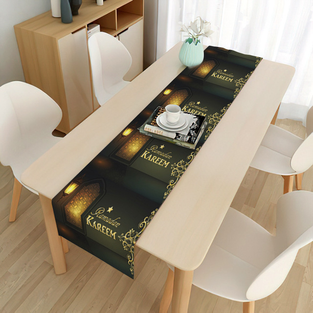 Eid al-Fitr Muslim Eid Decoration Tablecloth Moon Festival Home Long Tablecloth Placemat Mubarak Decorative Tablecloth