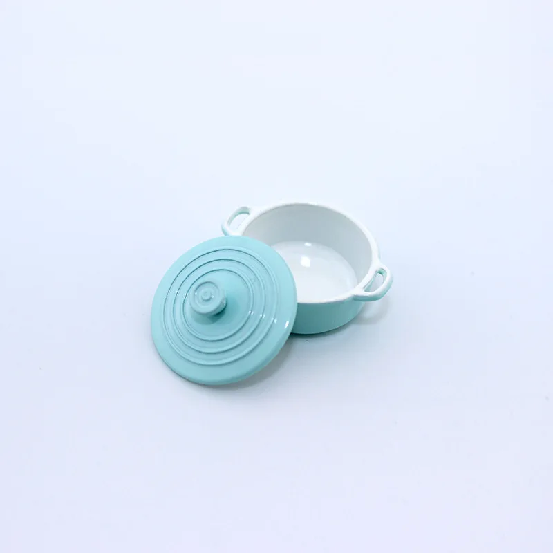 Miniature Colorful Dollhouse Soup Pot - 1:12 Scale Metal Cookware Accessory