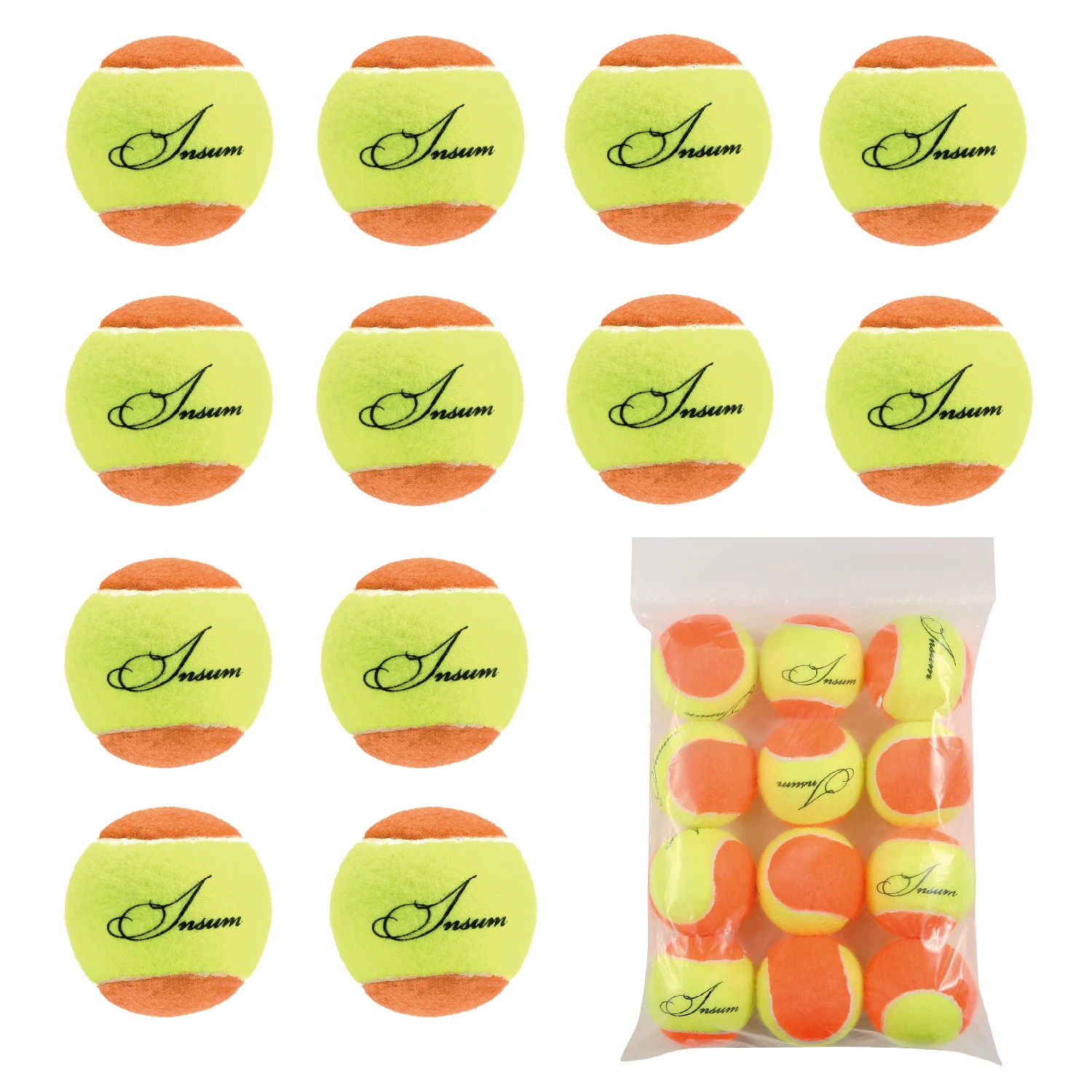 12pcs Beginners Teens Tennis Balls Practice Ball Pet Dog Playing Balls Training Sports Competition Low Compression Tennis