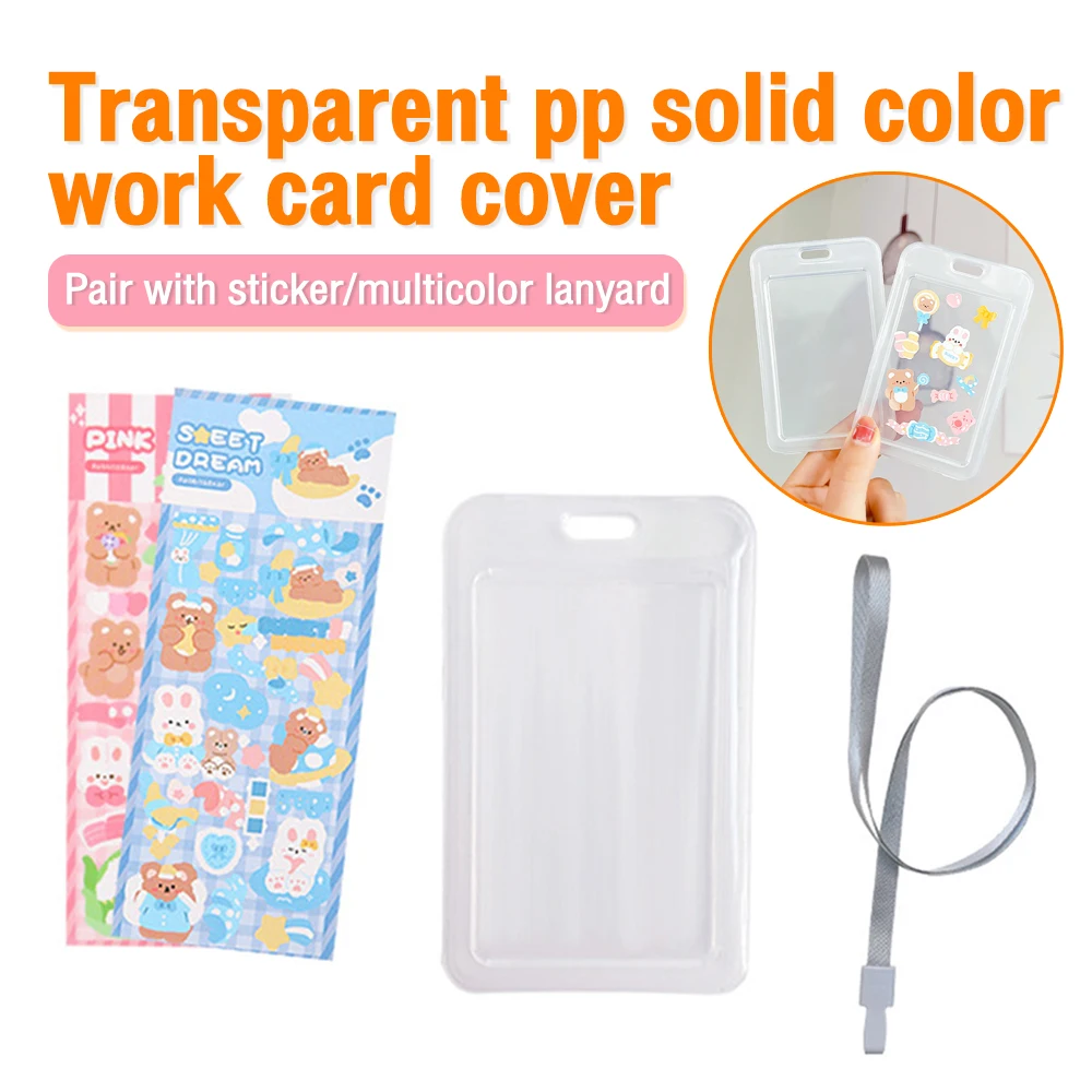 

Unisex Women Men Transparent Card Cover Sleeve Work ID Clear Card Holder Protector Cover Badge Office School Supply