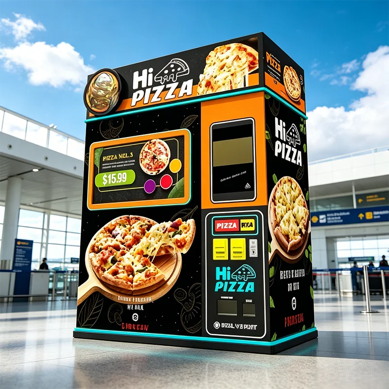 Automatic Pizza Vending Machine with 3 Layer Glass Insulation Heat Retention Oven 4