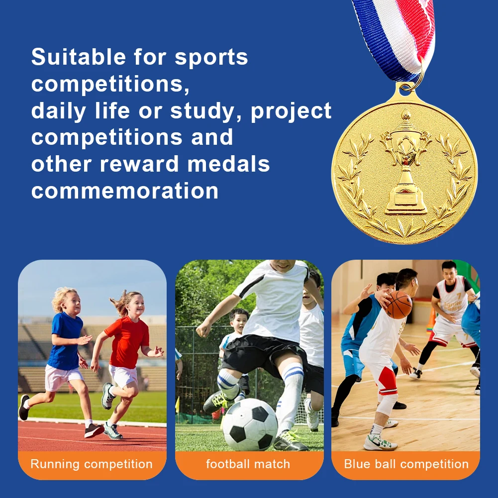 5.2cm Gold/Silver/Bronze Medal Award Medals with Neck Ribbon Sports Rewards Metal Winner Medals for Sports Competition Award Medals