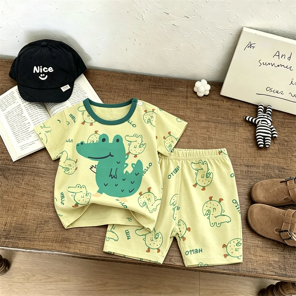 Two-piece cartoon T-shirt and shorts set
