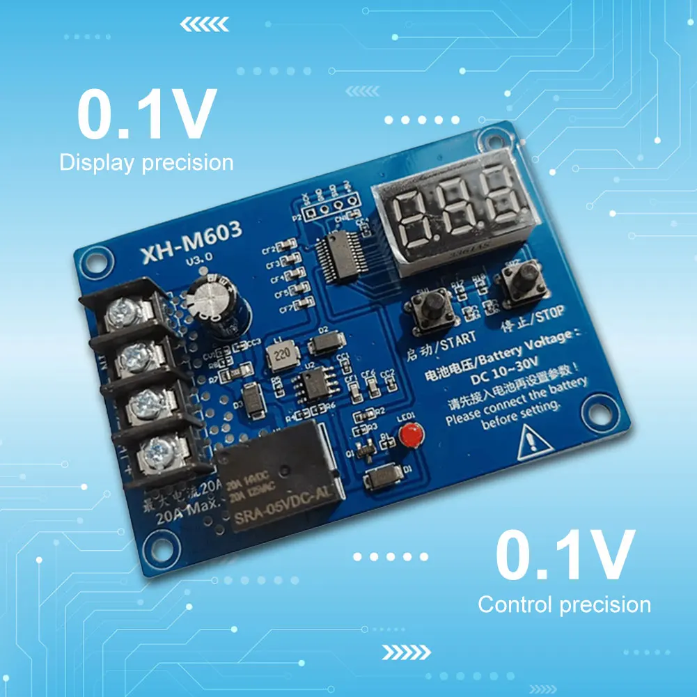 XH-M603 배터리 충전 제어 모듈, LED 디지털 디스플레이 스토리지, 리튬 배터리 충전기 제어 스위치, 충전 보호 보드