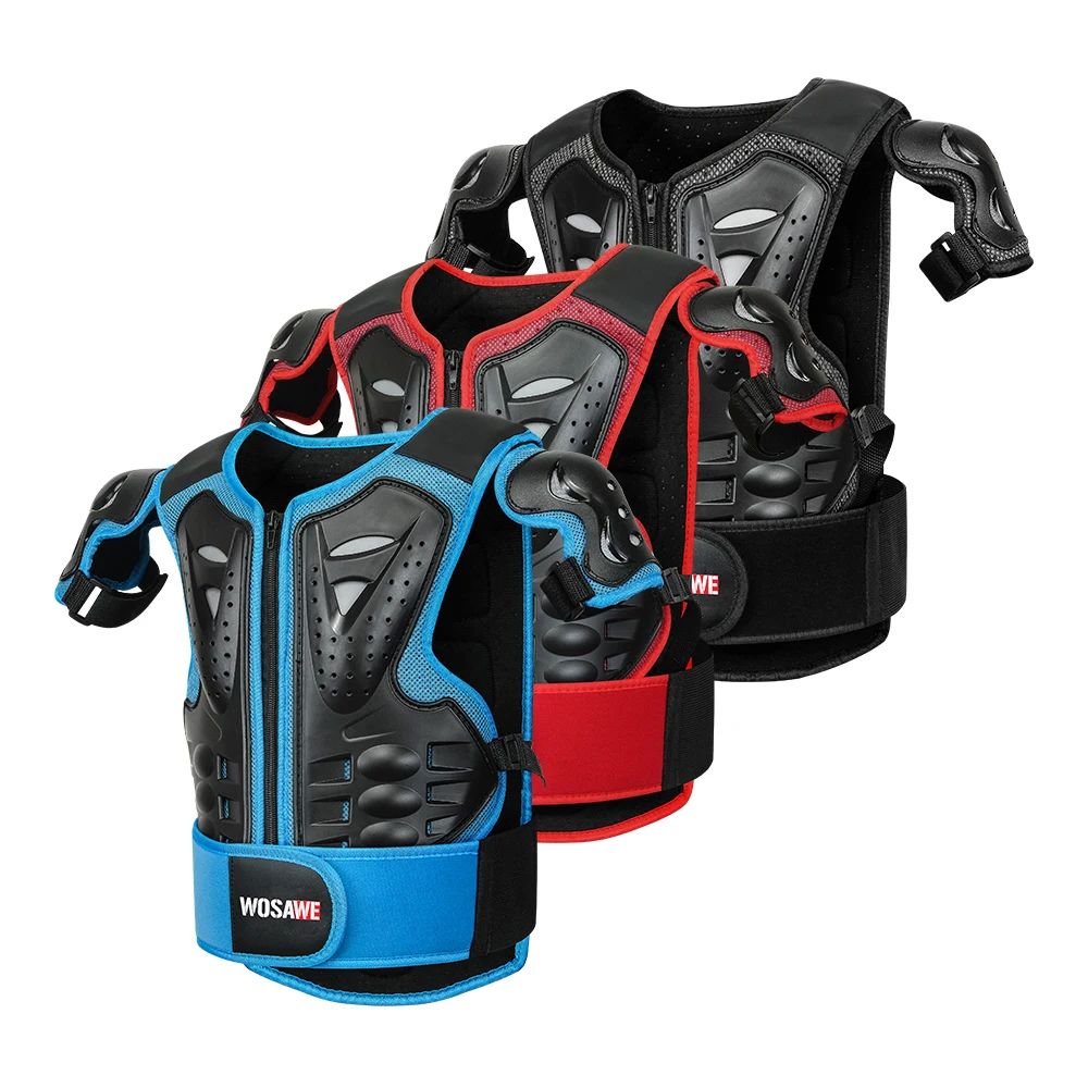 WOSAWE Kids Bike Armor Vest Skateboard Kneepads Elbow Guard Motocross Body Back Protective Gears Child Safety Protector Kits