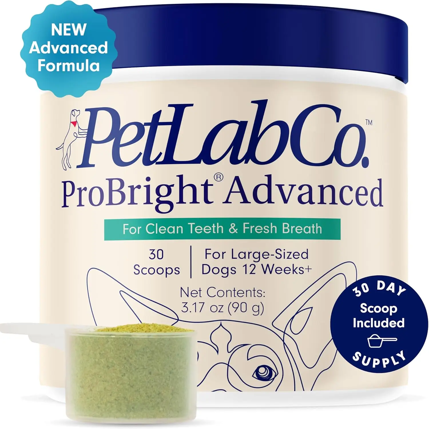 ProBright Advanced Dental Powder-Dog Breath Freshener-Teeth Cleaning Made Easy &ndash; Targets Tartar & Bad Breath Fo