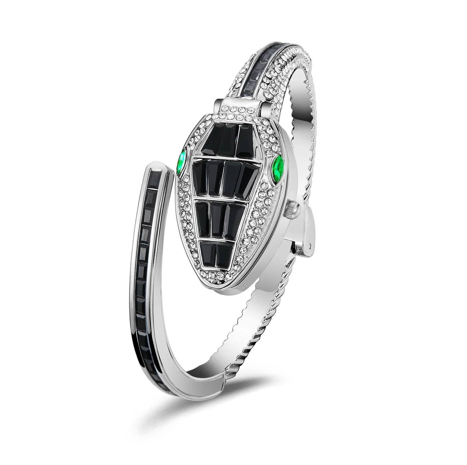 Fashion Classic Luxury Brand Color Gemstone Snake Head Women Clock Bracelet Watch Ladies Bracelet Wrist Watch