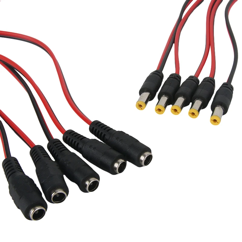 5 stücke 10 stücke 5,5x2,1mm Männlich Weiblich Stecker 12 V DC Power Pigtail Kabel Jack für CCTV Kamera Stecker Schwanz Verlängerung 24 V DC Draht
