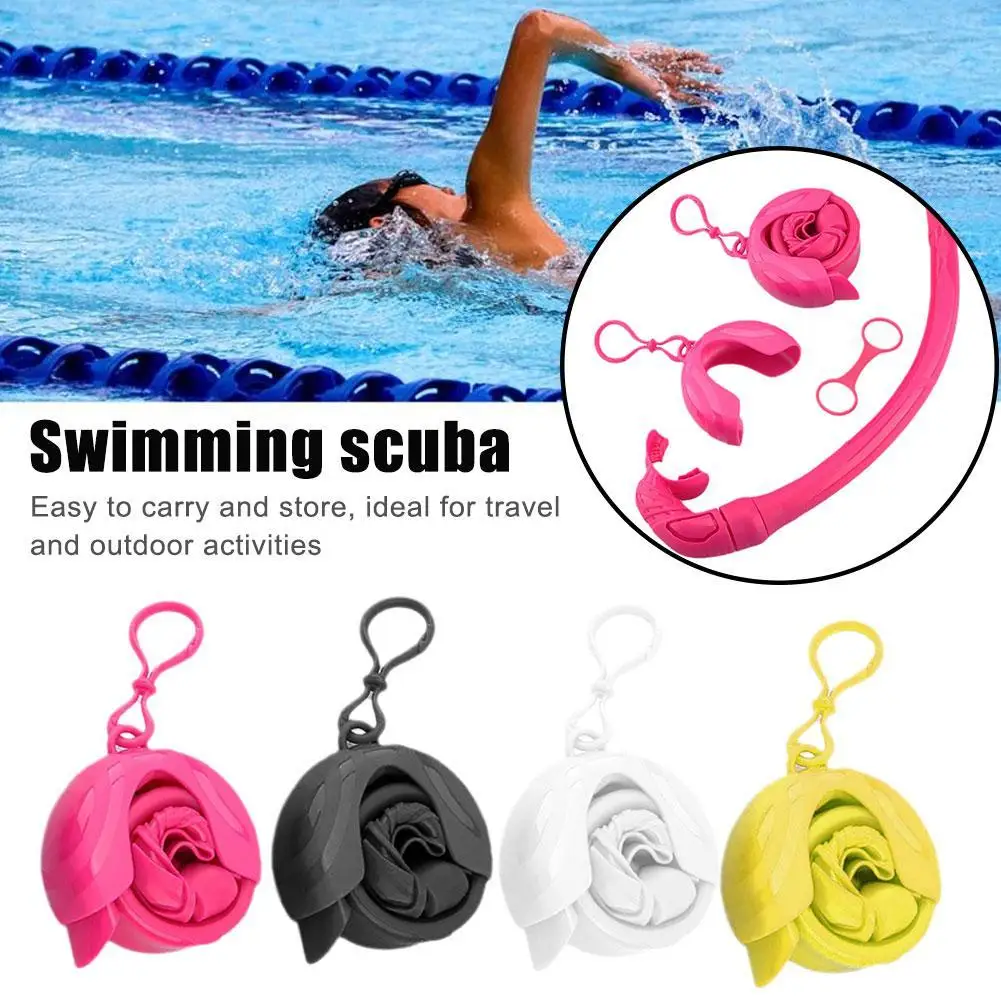 

All Silicone Snorkel Underwater Scuba Free Diving Dive Silica Gel Foldable Snorkeling Flexible Soft Wet Breathing Tube