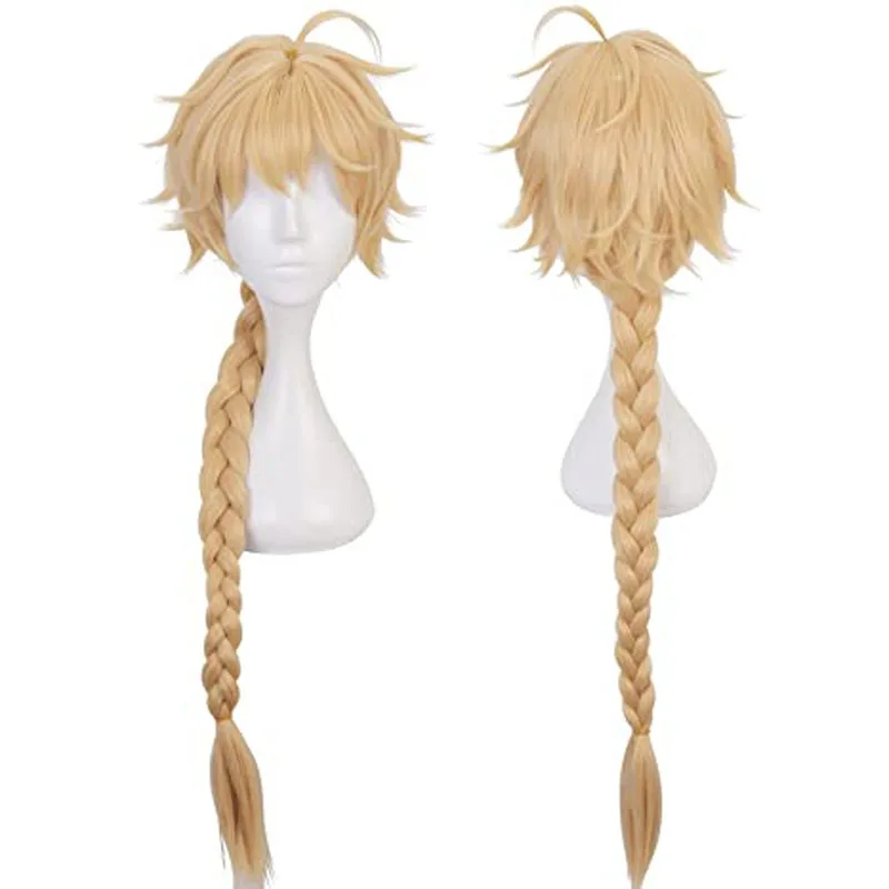 

Game Genshin Impact Aether Cosplay Wig Golden Yellow Braid Hair Heat Resistant Synthetic Halloween Party Accessories Props