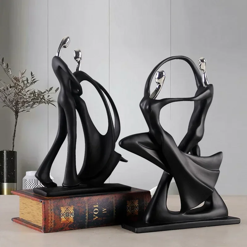 Nordic Art Dancing Couple Resin Figure Ornaments Figurines Home Decoration Accessories for Living Room ornament crafts,miniature figurines,resin ornaments,miniature ornament,resin crafts,resin crafts accessories,miniature couple ornament,resin wedding buttons