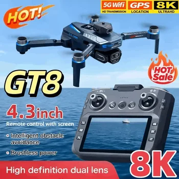 Drone GT8 Professionale con GPS, Doppia Fotocamera 8K HD, Gimbal, Motore Brushless, Funzione di Evitamento Ostacoli, Quadricottero FPV, Regalo per Bambini