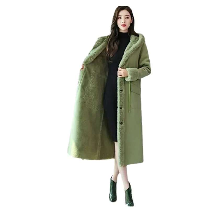 

Solid Color Mink Hooded Coat 2023 Winter Thicken Warm Women's Imitation Mink Velvet Medium Length Fur Coat Young Haining Fur