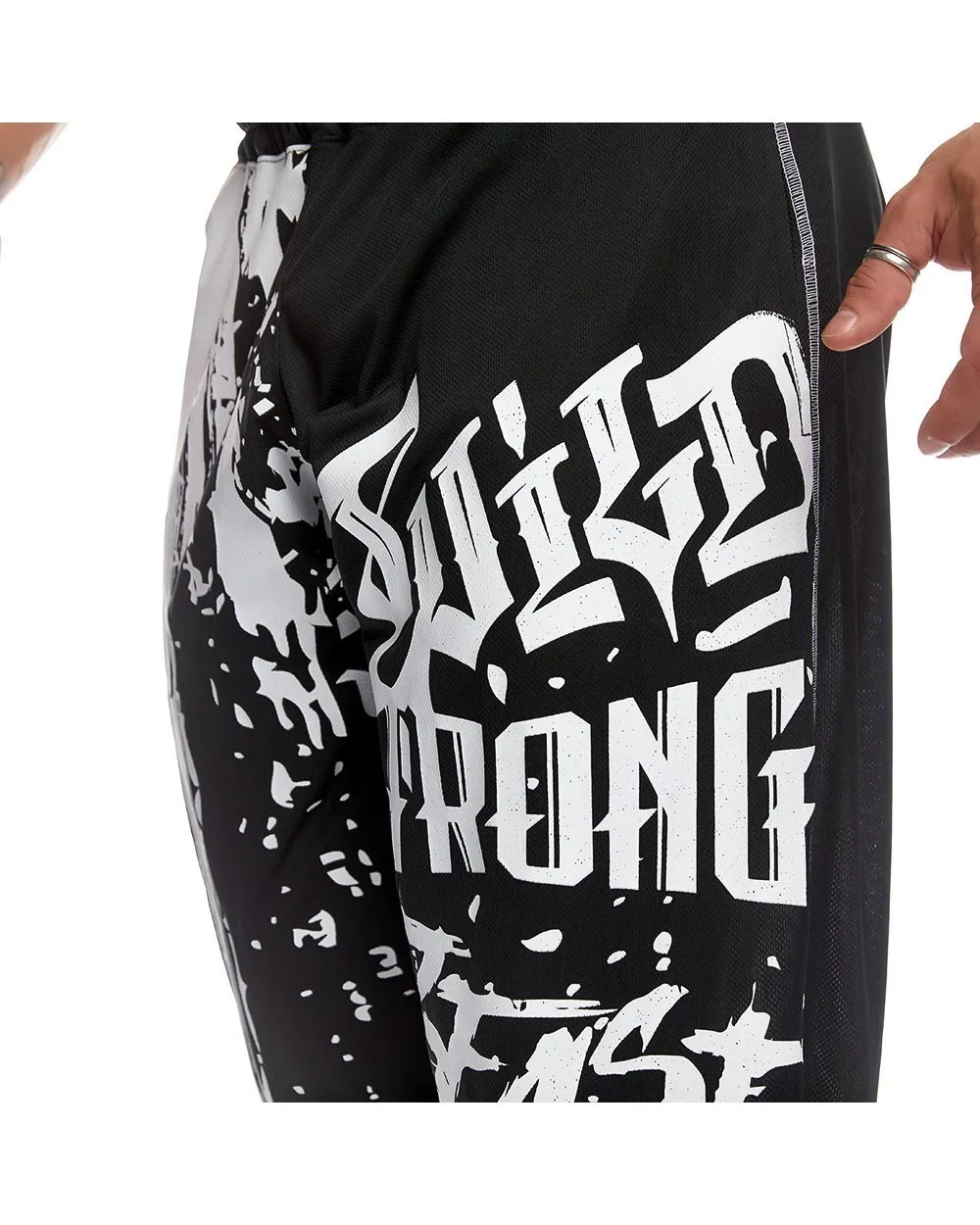 Mens GYM Pants Running Leggings Joggers Workout Fitness Breathable Sport Trousers Painted Letter Hip Hop