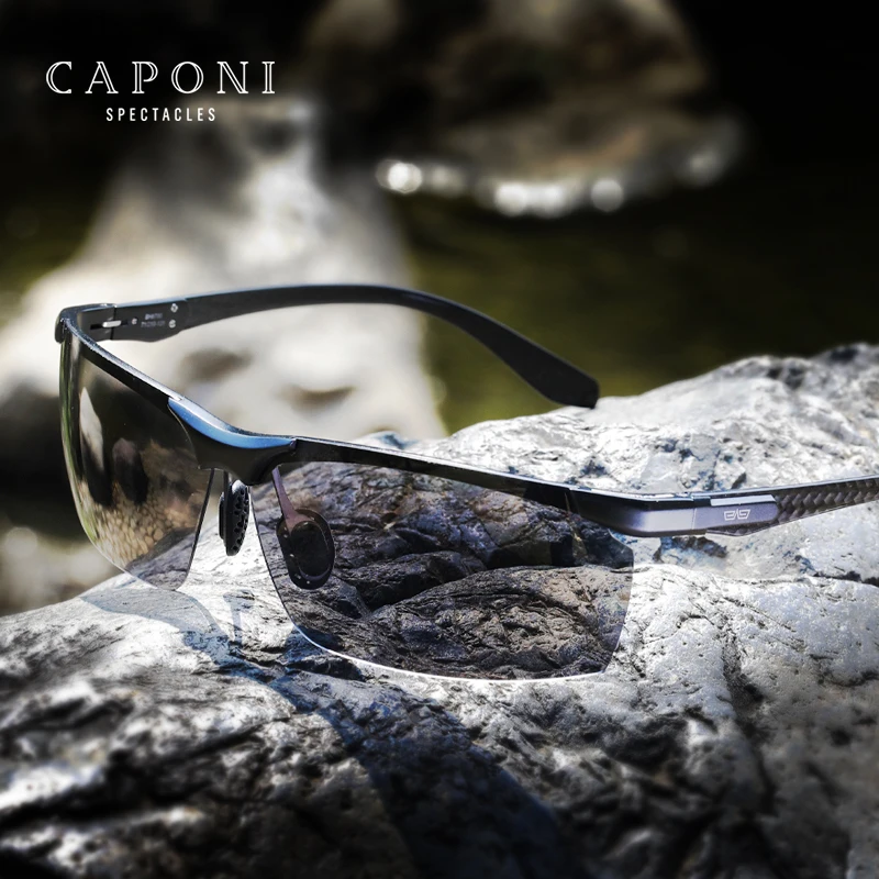 CAPONI-gafas de sol polarizadas para hombre, lentes fotocromáticas para  conducir, deportivas, UV400, de aluminio y carbono, protegen los ojos,  BS8780